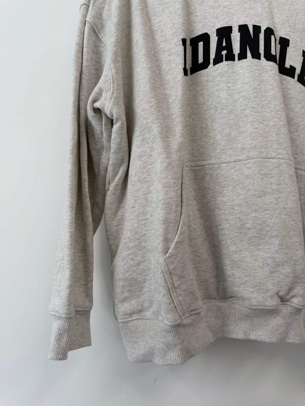 Adanola Varsity Oversized Hoodie – Light Grey Melange / Black (Size M)