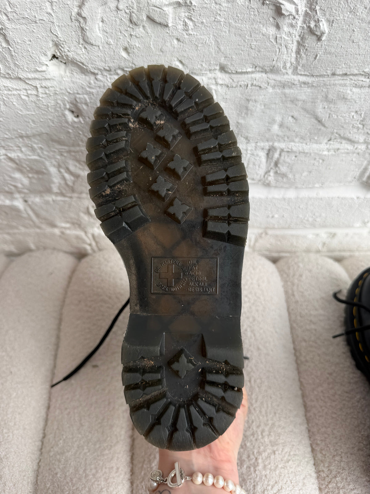 Dr. Martens Black Leather Boots with Yellow Accents (Size UK 4)