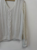Holland Cooper Cream Knitted Jumper With Lace Sleeves (Size UK L)