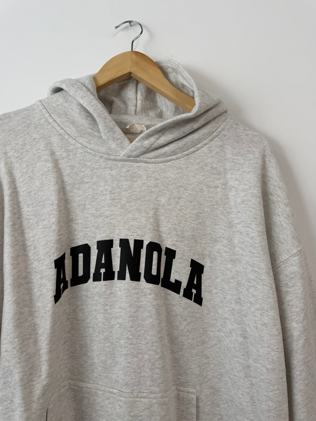Adanola Varsity Oversized Hoodie – Light Grey Melange / Black (Size M)