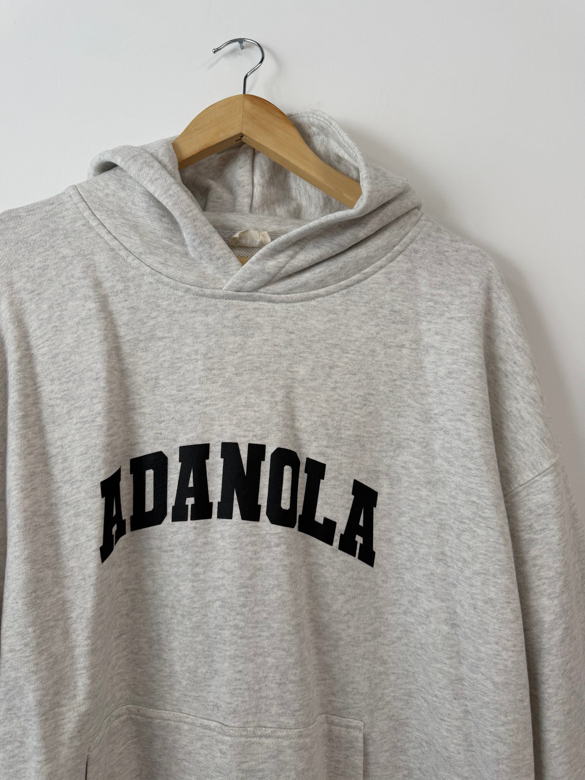 Adanola Varsity Oversized Hoodie – Light Grey Melange / Black (Size M)
