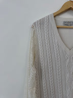 Holland Cooper Cream Knitted Jumper With Lace Sleeves (Size UK L)