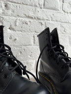 Dr. Martens Black Leather Boots with Yellow Accents (Size UK 4)