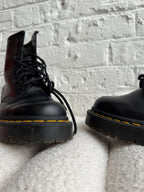 Dr. Martens Black Leather Boots with Yellow Accents (Size UK 4)