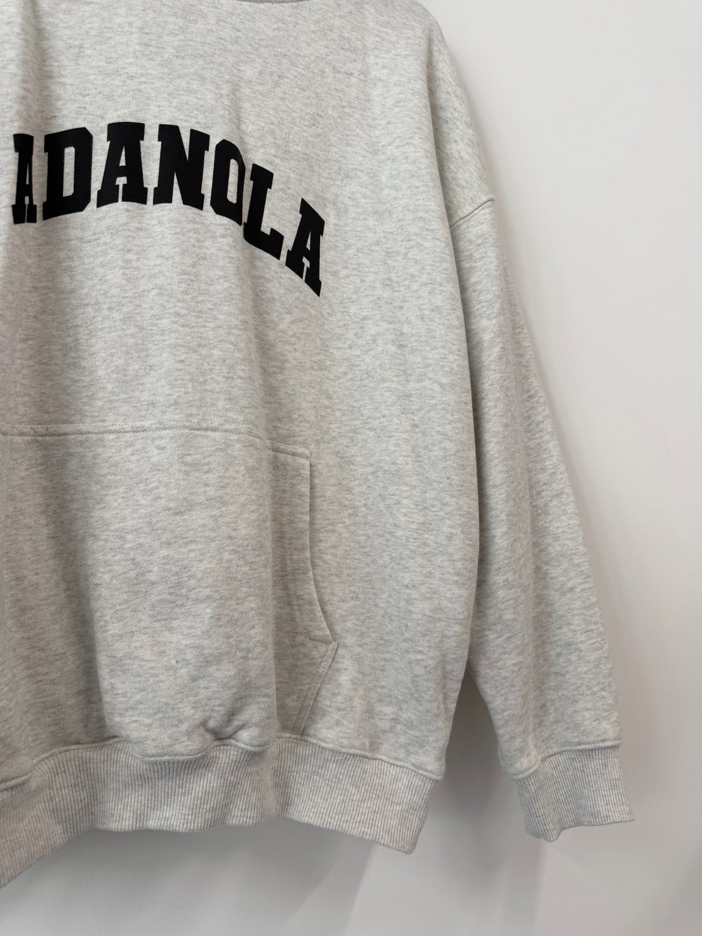 Adanola Varsity Oversized Hoodie – Light Grey Melange / Black (Size M)