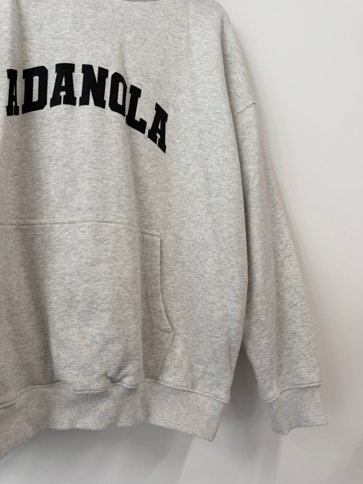 Adanola Varsity Oversized Hoodie – Light Grey Melange / Black (Size M)