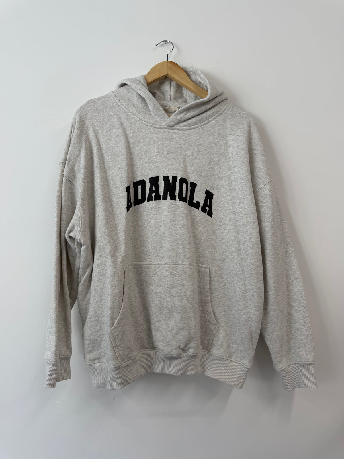 Adanola Varsity Oversized Hoodie – Light Grey Melange / Black (Size M)