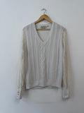 Holland Cooper Cream Knitted Jumper With Lace Sleeves (Size UK L)
