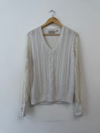 Holland Cooper Cream Knitted Jumper With Lace Sleeves (Size UK L)