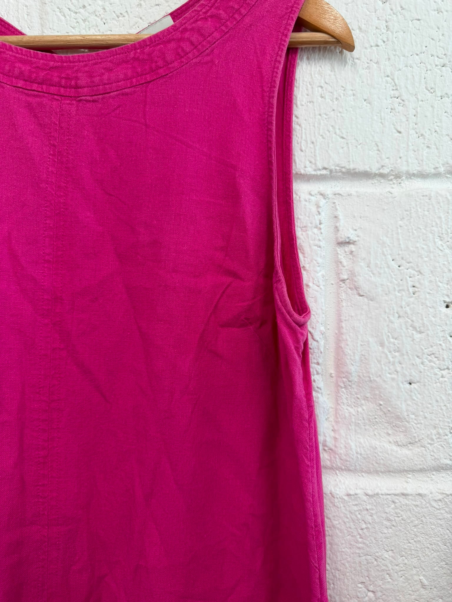 Marks & Spencer Fuchsia Pink Linen Rich Dress UK 16