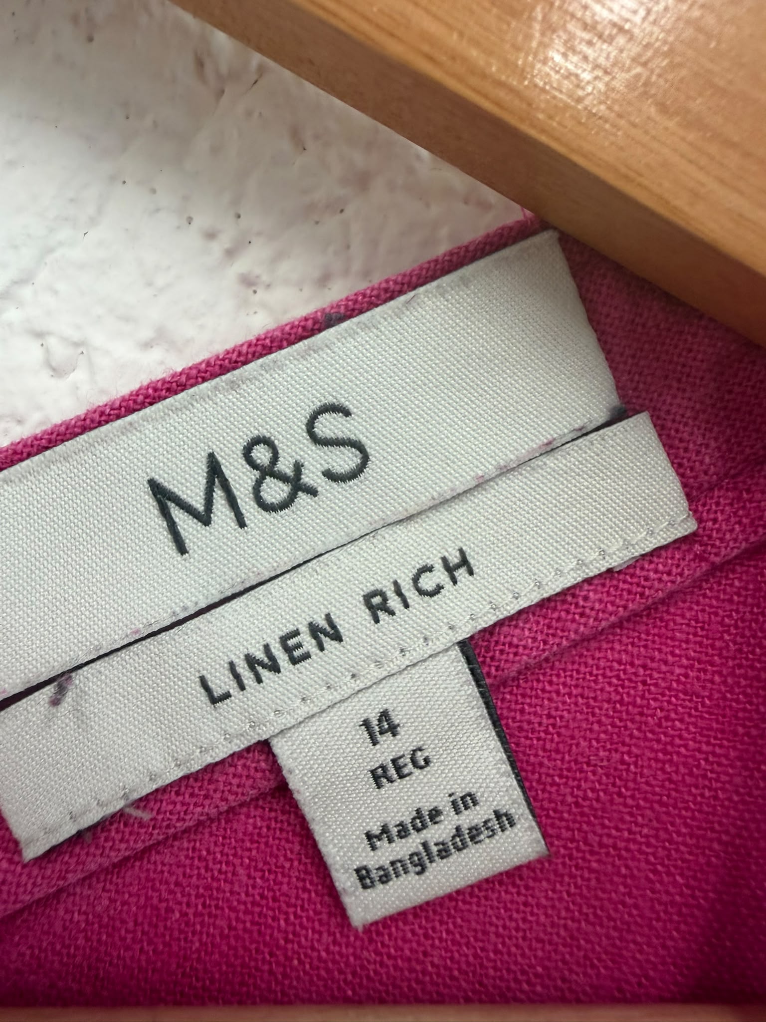 Marks & Spencer Fuchsia Pink Linen Rich Dress UK 16