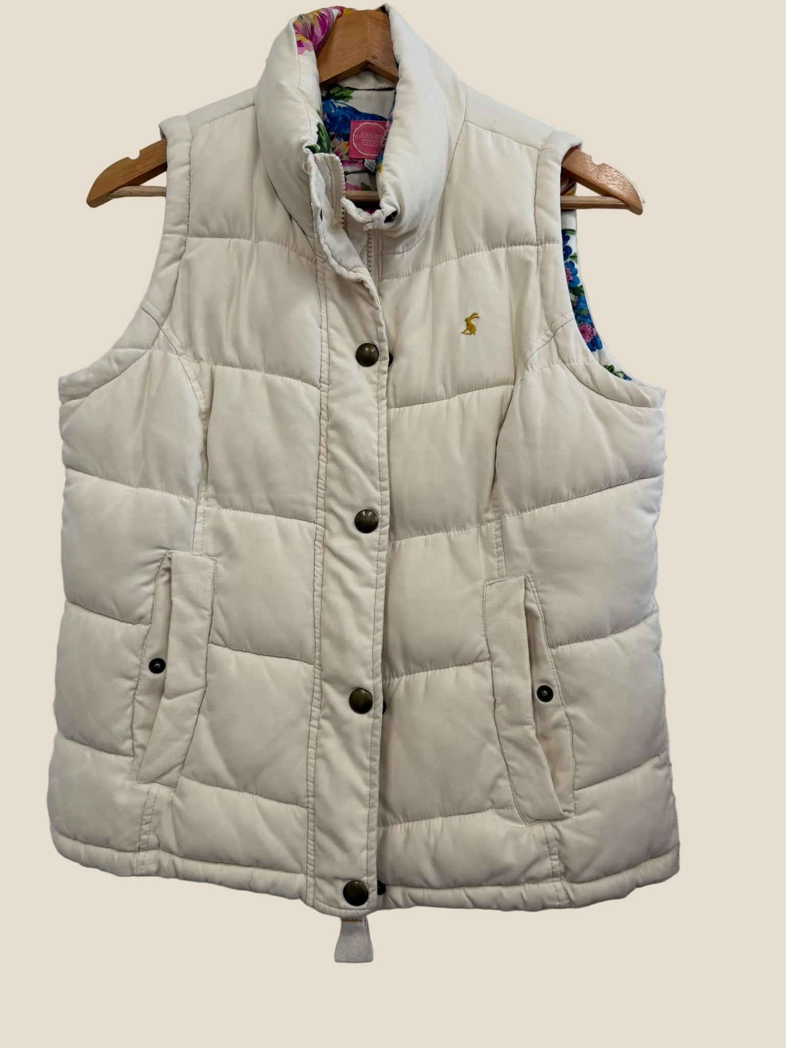 Joules Cream Padded Zip Up Gilet UK 12