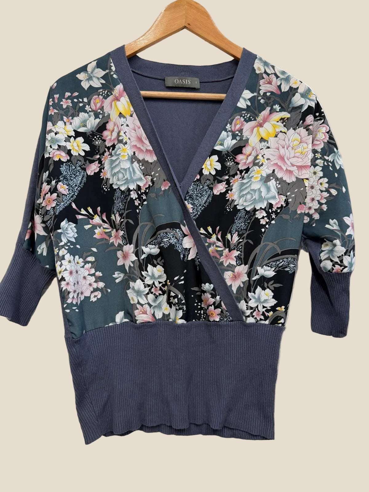 Oasis Purple Floral cardigan UK S