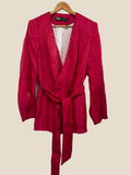 Zara Fuchsia Pink Glitter Effect Blazer Tie Up Front UK M