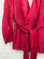 Zara Fuchsia Pink Glitter Effect Blazer Tie Up Front UK M