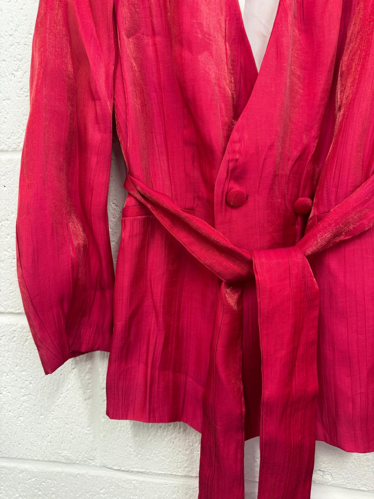 Zara Fuchsia Pink Glitter Effect Blazer Tie Up Front UK M