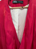 Zara Fuchsia Pink Glitter Effect Blazer Tie Up Front UK M