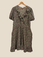 Next Khaki K Purple Floral Printed Summer Dress UK 18