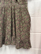 Next Khaki K Purple Floral Printed Summer Dress UK 18