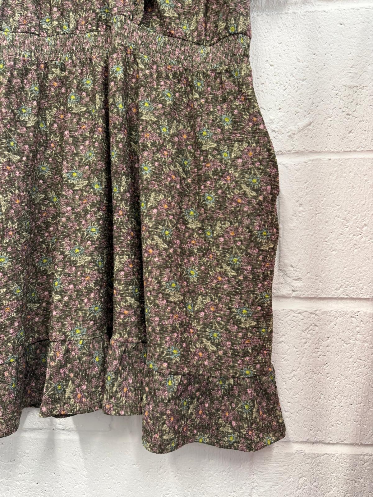 Next Khaki K Purple Floral Printed Summer Dress UK 18