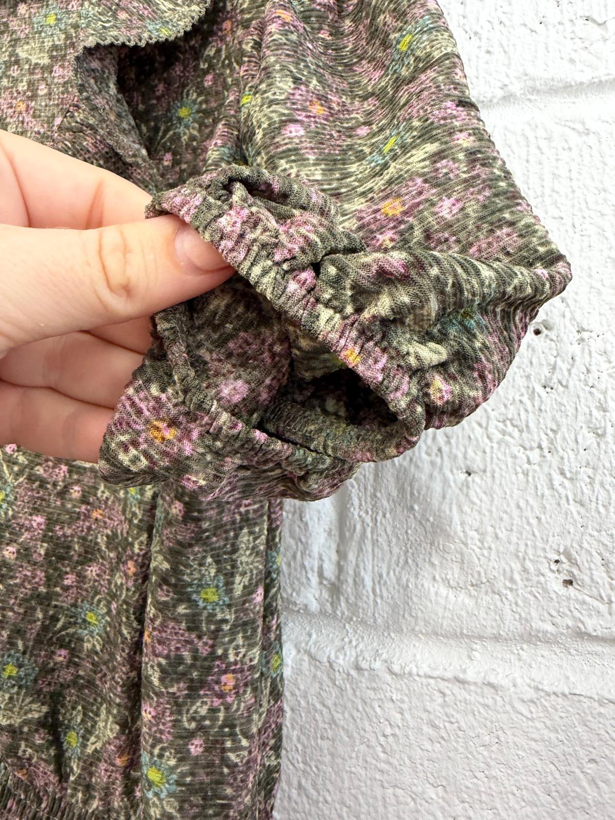 Next Khaki K Purple Floral Printed Summer Dress UK 18
