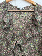 Next Khaki K Purple Floral Printed Summer Dress UK 18