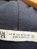 Zara Navy & White Striped Quarter Zip Hooded Jumper UK M