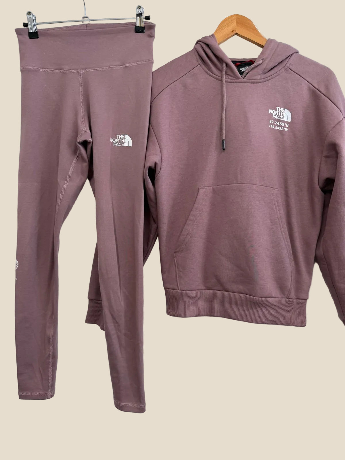 The North Face Mauve/Purple Tracksuit Leggings & Hoodie UK S