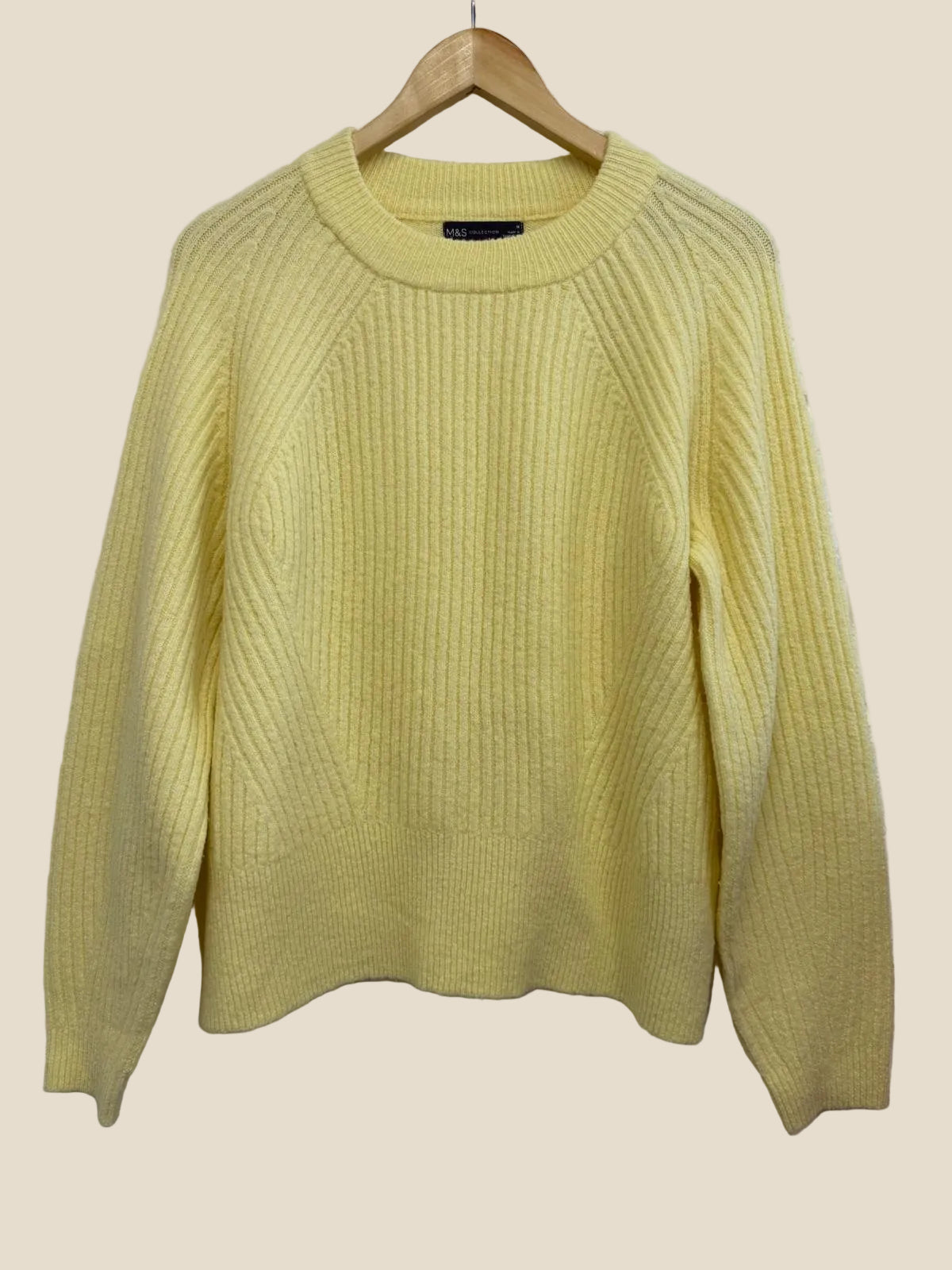 M&S Butter Yellow Knitter Long Sleeve Jumper UK M