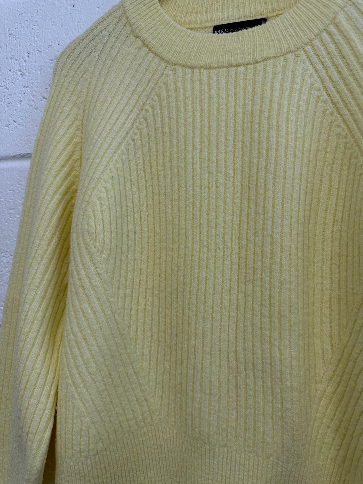 M&S Butter Yellow Knitter Long Sleeve Jumper UK M