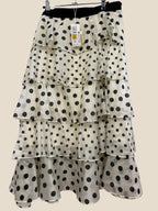 Marks & Spencer tiered double lined polka dot maxi skirt UK 16